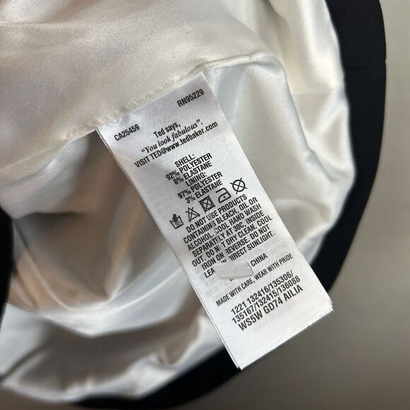 TED BAKER SHEATH DRESS SIZE 1 US 4 Black White Color Block Chain Neckline - Picture 8 of 10